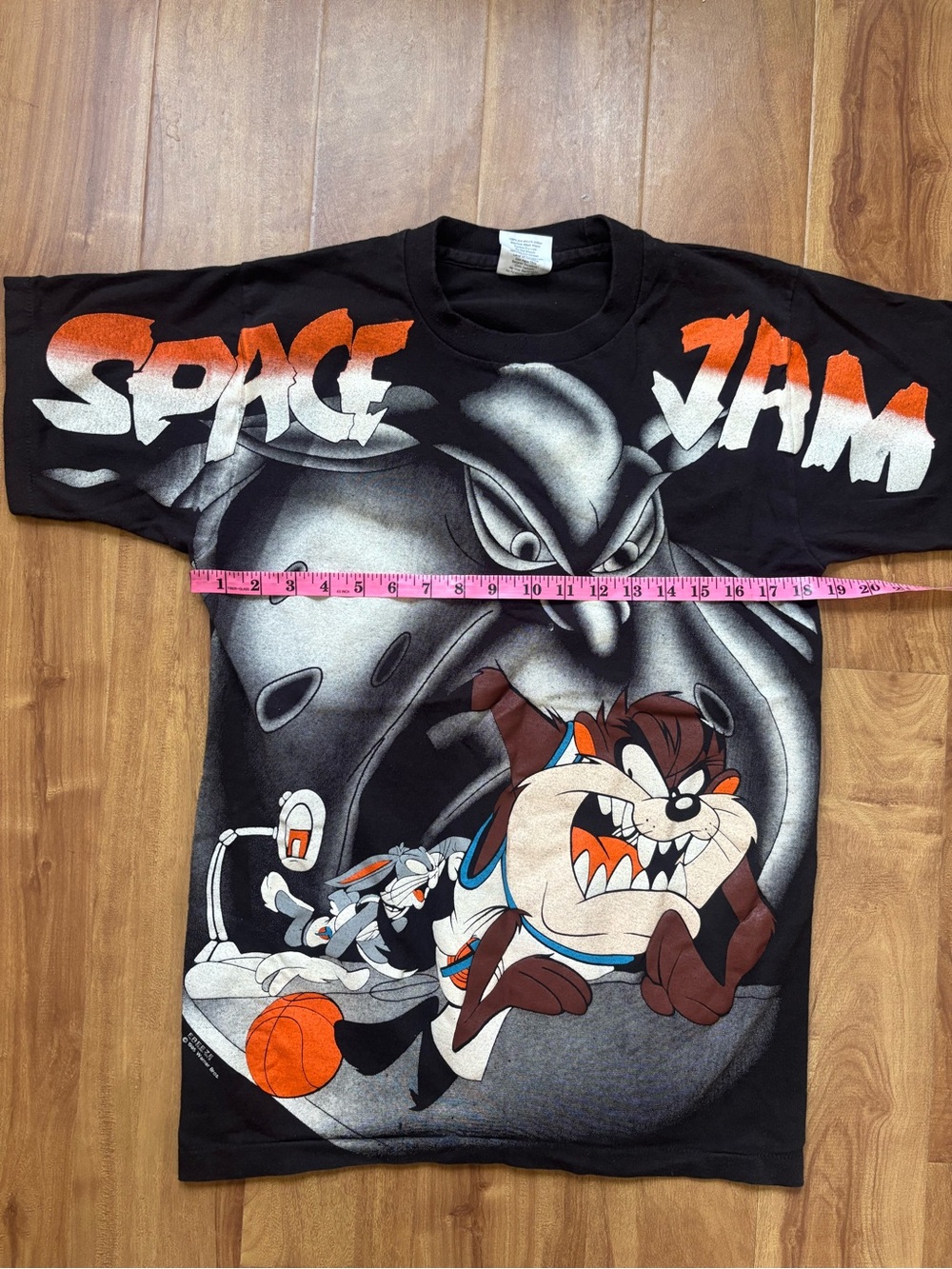 Warner Bros. 1996 Black & Orange Space Jam Graphic Tee with Taz & Bugs - Picture 15 of 16
